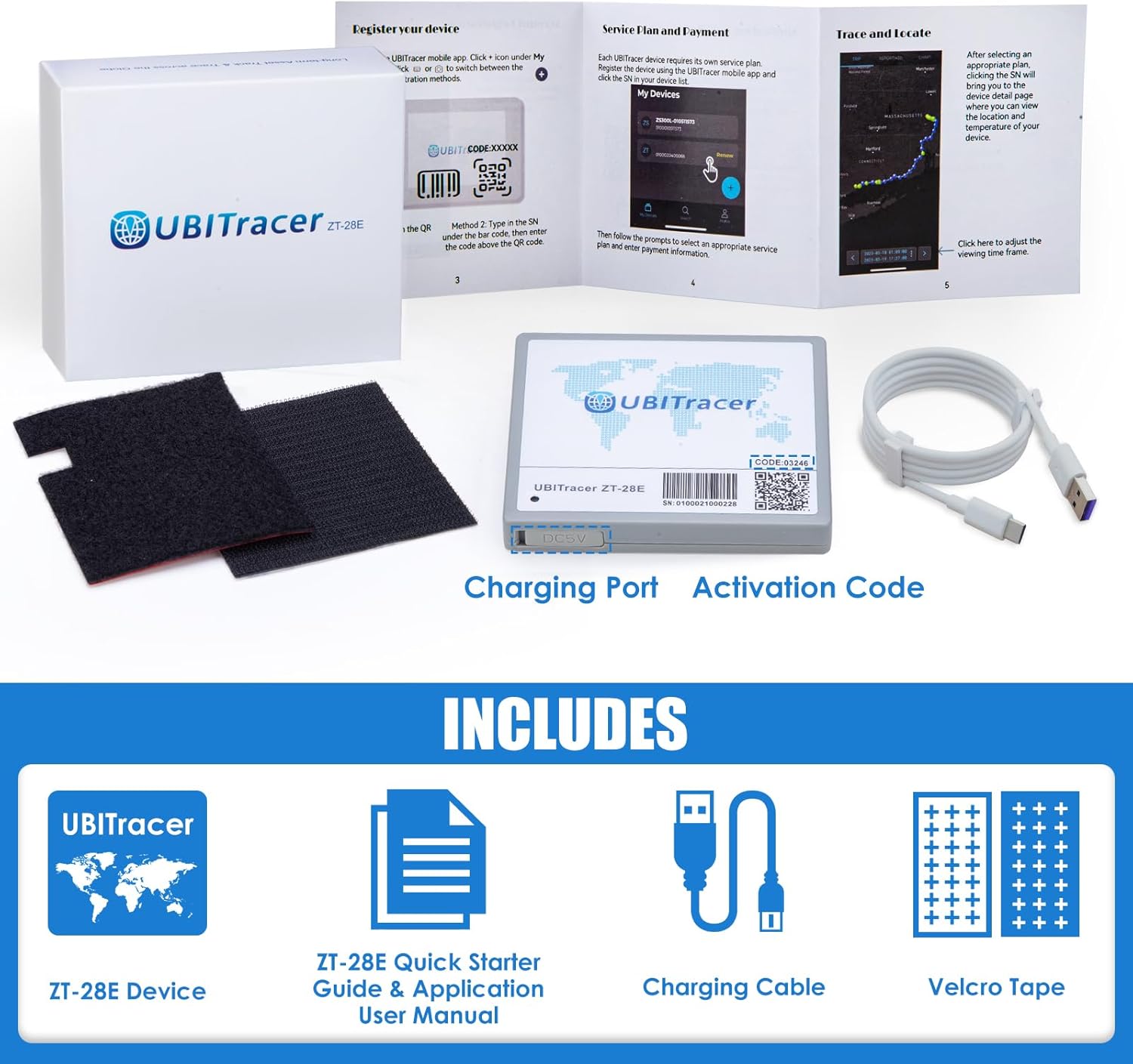 UBITracer Multi-Sensor GPS (Business Edition): Location + Temperature. Up to 5-Year Battery Life. Vehicle Tracker. Monitor Trailer, Equipment, Cold Chain, Pallet. Subscription Required.