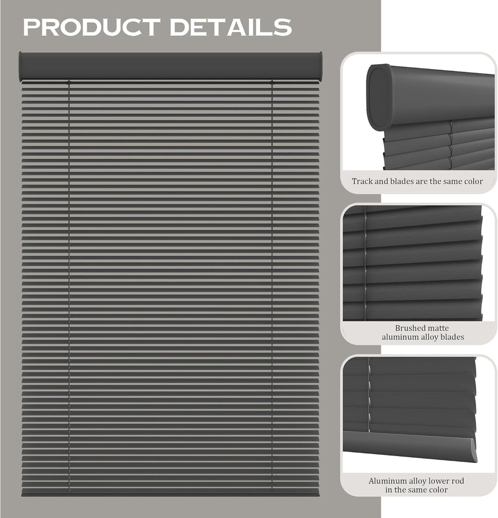 Motorized Cordless Aluminum Blinds with Remote, Automatic Room Darkening Horizontal Blinds for Indoor Windows, Light Adjustment Waterproof Blinds, Customized for Home Office, Black