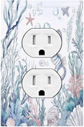 Outlet Covers Ocean Coral Seahorse Seashell Starfish 1 Gang Duplex Light Switch Cover Decorative Switch Plates Electrical Receptacle Faceplate Wall Plate For Bathroom Home Decor