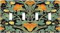 Light Switch Covers William Morris Vintage Floral Green Yellow Quad Toggle Electrical Faceplate 4 Gang Wall Plate Decorative Switch Plates for Bedroom Home Decor
