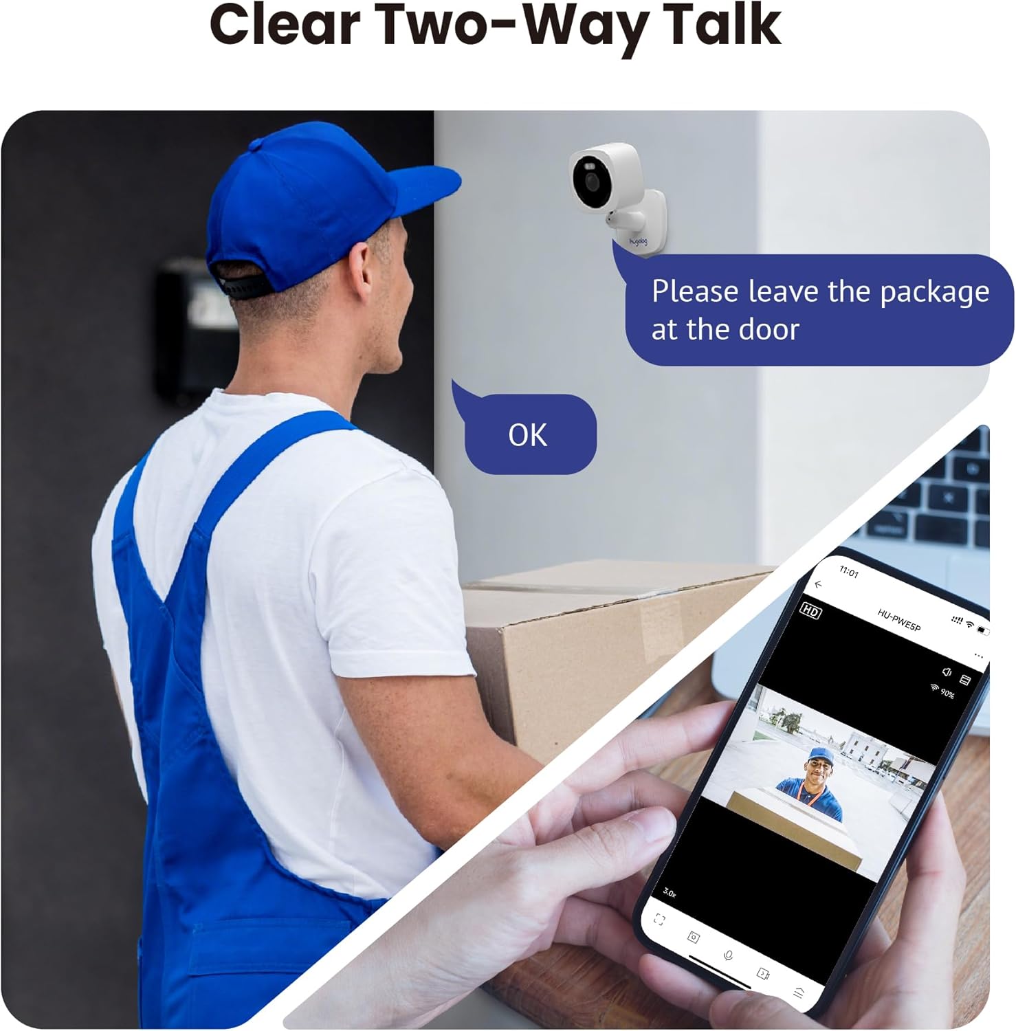 Hugolog 3K 5MP Outdoor Indoor Security Cameras for Home Security, Home Camera with Starlight Color Night Vision,Built-in Spotlight,Motion Detection,2-Way Talk,US Cloud & Local Storage,Works with Alexa