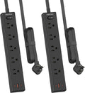 Flat Plug Power Strip, 2 Pack, 5 Ft Ultra Thin Flat Extension Cord, Surge Protector with 5 Outlets & 3 USB Ports (2 USB C Slots), 1700 Joules, 3-Prong, Wall Mount for Home Office Dorm, Black