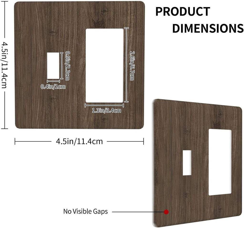 Outlet Covers Rustic Walnut Wood Grain 1 Toggle 1 Rocker Combo Light Switch Cover Plate Decorative Switch Plate Covers Electrical Wall Plate for Farmhouse Cabin Decor