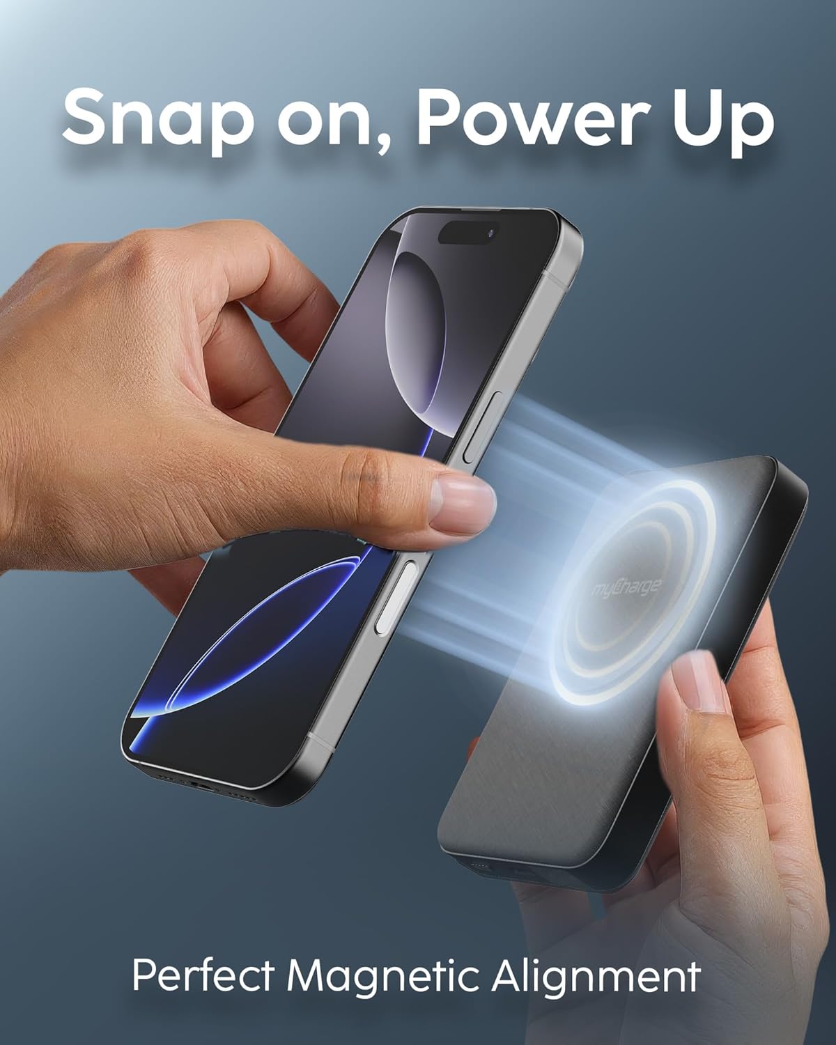 myCharge CliqLuxe 10,000mAh Wireless Magnetic Power Bank - Qi2.2 25W Ultra-Fast Wireless Charging | Foldable Metal Stand | 20W PD USB-C Port | Digital Battery Display | Premium Black Fabric