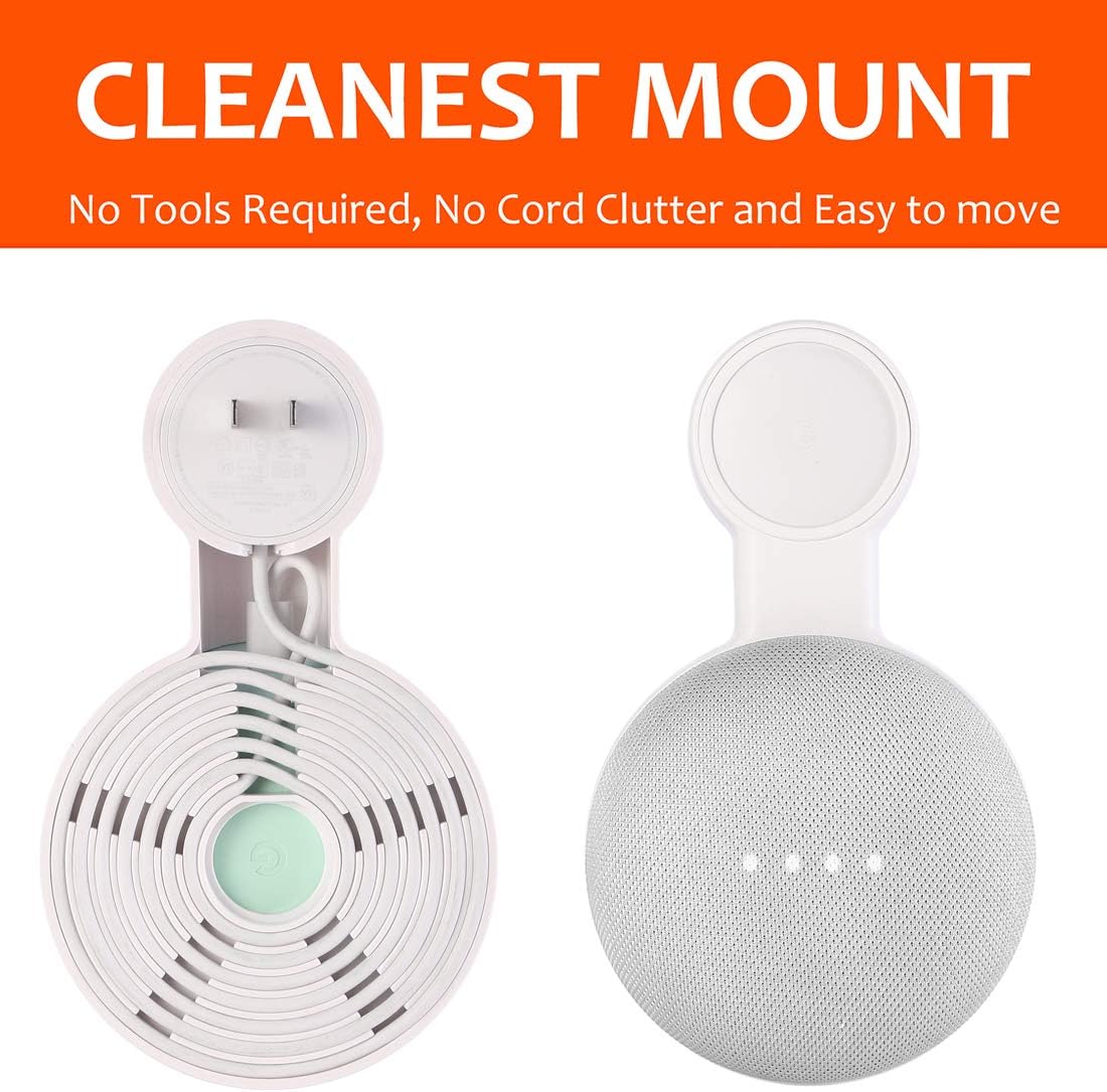 PEF Outlet Wall Mount Holder for Google Nest Mini and Google Home Mini, A Space-Saving Accessories with Cord Management for Google Mini Smart Speaker, No Messy Wires or Screws (3 Pack)