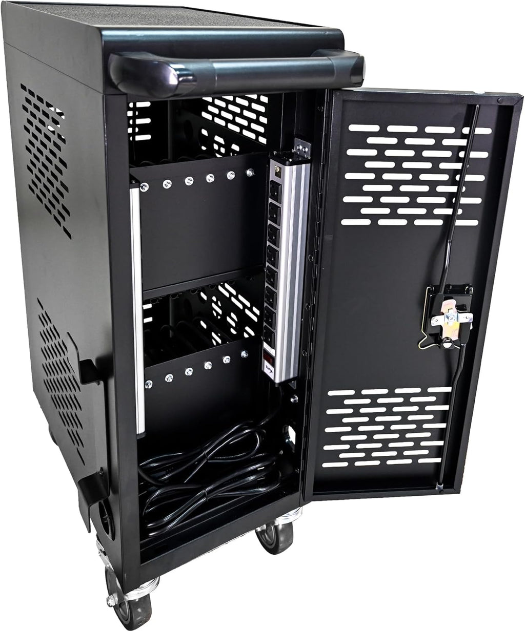 Laptop Charging Cart, Laptop Storage Cart with 16-Bay, Mobile Charging Cabinet for iPads up to 14", Chromebook Devices, Cord Management, Access Lock.School,Business.Black