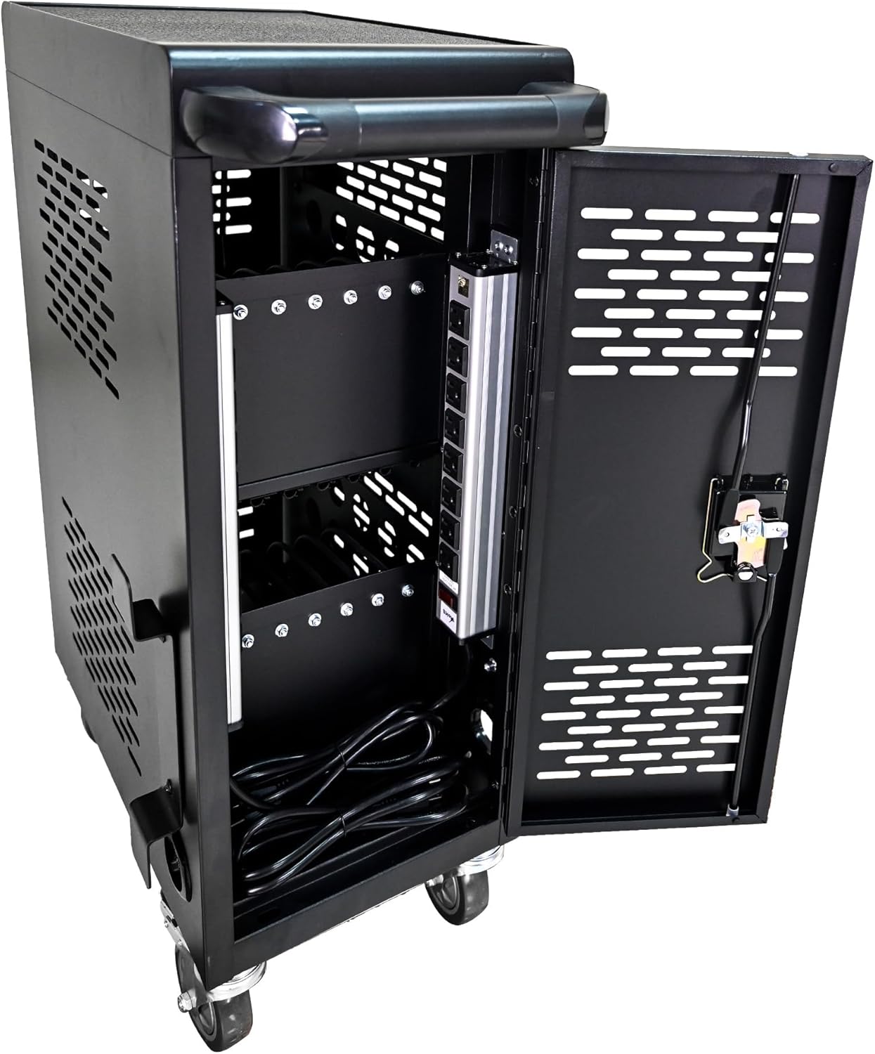 Laptop Charging Cart, Laptop Storage Cart with 16-Bay, Mobile Charging Cabinet for iPads up to 14", Chromebook Devices, Cord Management, Access Lock.School,Business.Black