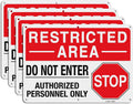 GicnKeuz Large "Restricted Area - Do Not Enter, Authorized Personnel Only" Metal Signs, 14 x 10 Inches Reflective Aluminum Signs, Fade Resistant/Waterproof, Easy to Install, Outdoor Use (4-Pack)
