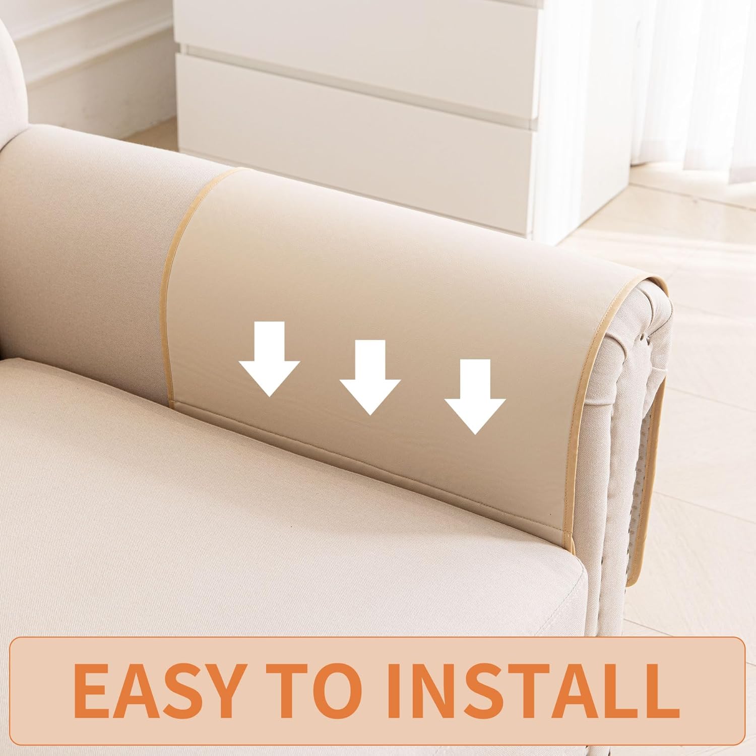 HAOMAIJIA Anti Slip Sofa Armrest Organizer Arm Chair Bedside Caddy Storage Organizer For Recliner Couch With 6 Pockets For Cell Phone Tv Remote Control (Beige, 31.89 inches × 18.5 inches)