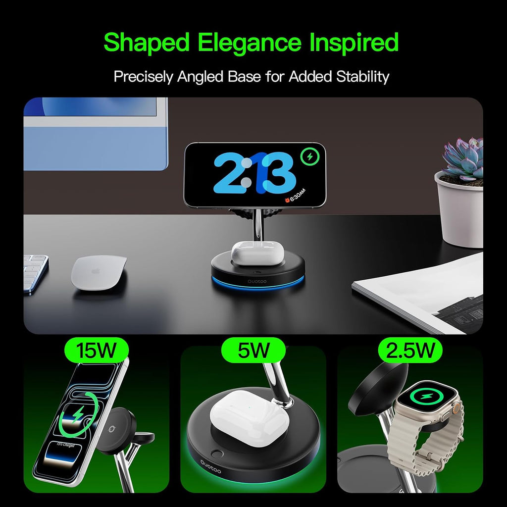 2025 3 in 1 Charging Station for Apple Compatible with Magsafe Charger Stand for iPhone 17 16 15 14 13 12 Wireless Charging Station for AirPods Wireless Charger for iWatch Series