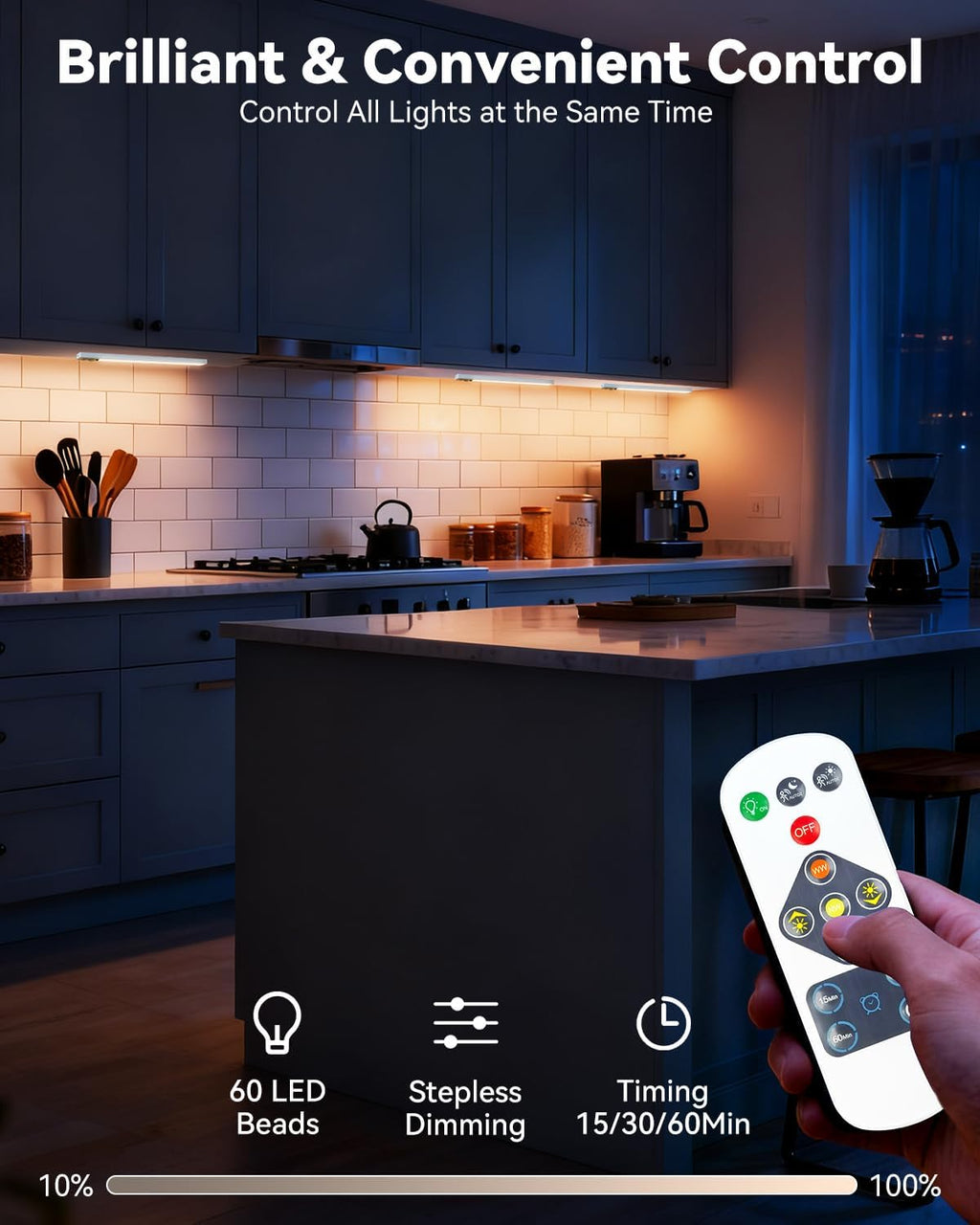 Under Cabinet Lighting Wireless with Remote, Rechargeable Under Cabinet Lights with Charging Station, 9 Inch Motion Sensor Light Indoor, 3 Color Temps & Dimmable for Kitchen, Closet, Hallway, 3-Pack