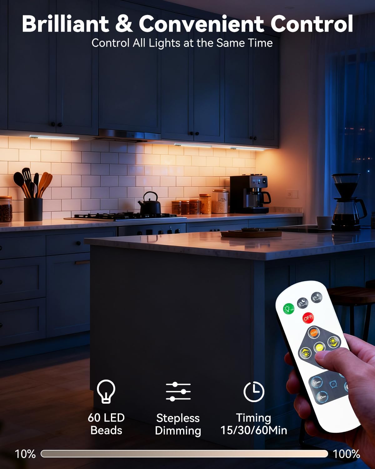 Under Cabinet Lighting Wireless with Remote, Rechargeable Under Cabinet Lights with Charging Station, 9 Inch Motion Sensor Light Indoor, 3 Color Temps & Dimmable for Kitchen, Closet, Hallway, 3-Pack