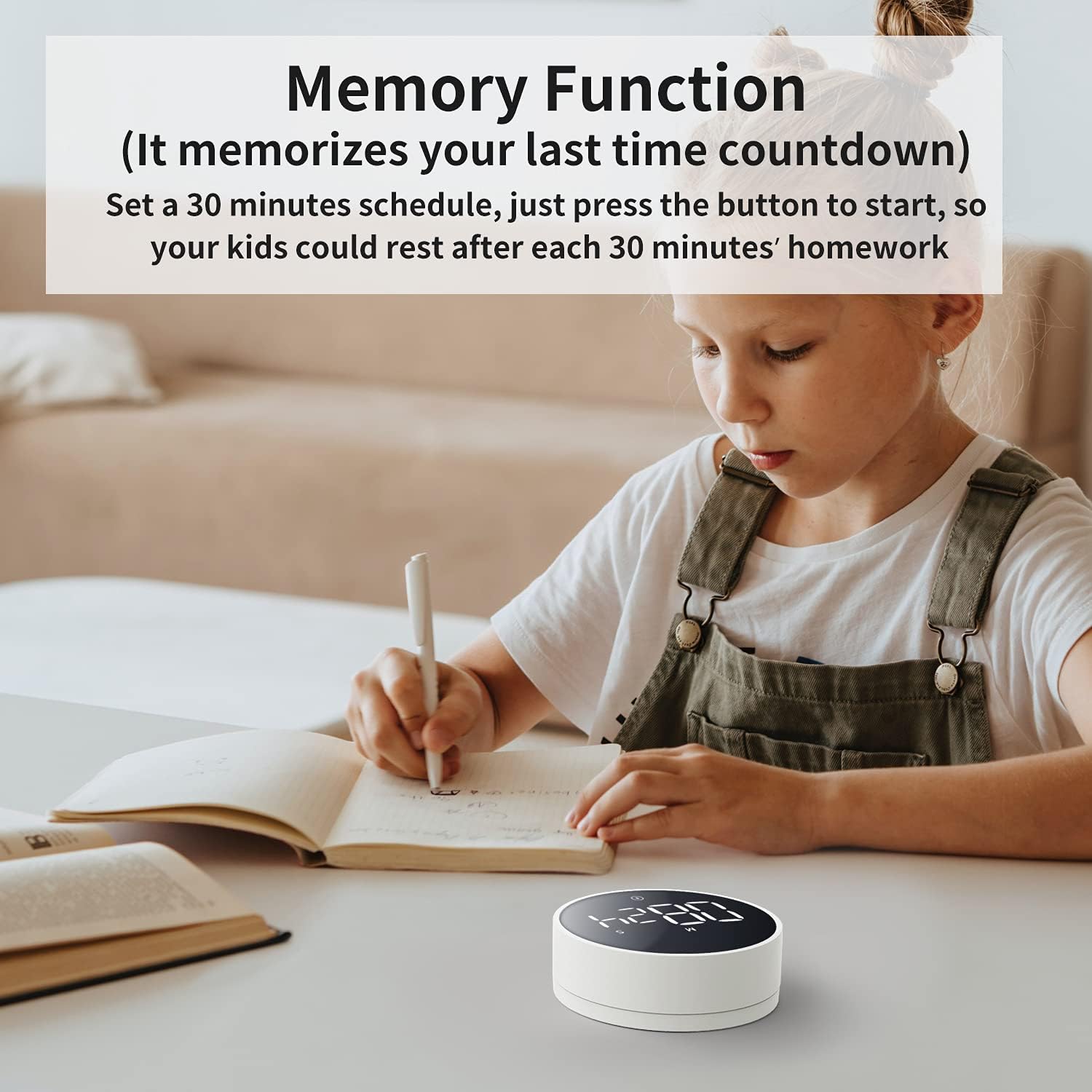 VOCOO Digital Kitchen Timer - Magnetic Countdown Countup Timer with Large LED Display Volume Adjustable, Easy for Cooking and for Seniors and Kids to Use (White)