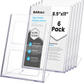 BARsics Plastic Sign Holder 8.5x11 Clear, Top-Load Paper Standing Display (Pack of 6)