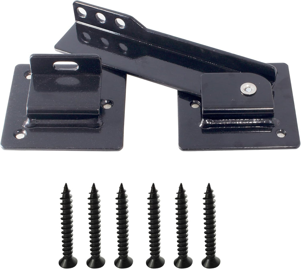 9-inch Flip Gate Latch Lock with Padlock Hole, Heavy Duty Steel Door Latch with Mounting Screws for Wooden Fence, Swing Gate, Double Gate, Shed, Barn. Security Locking Kit for Outdoor Gates