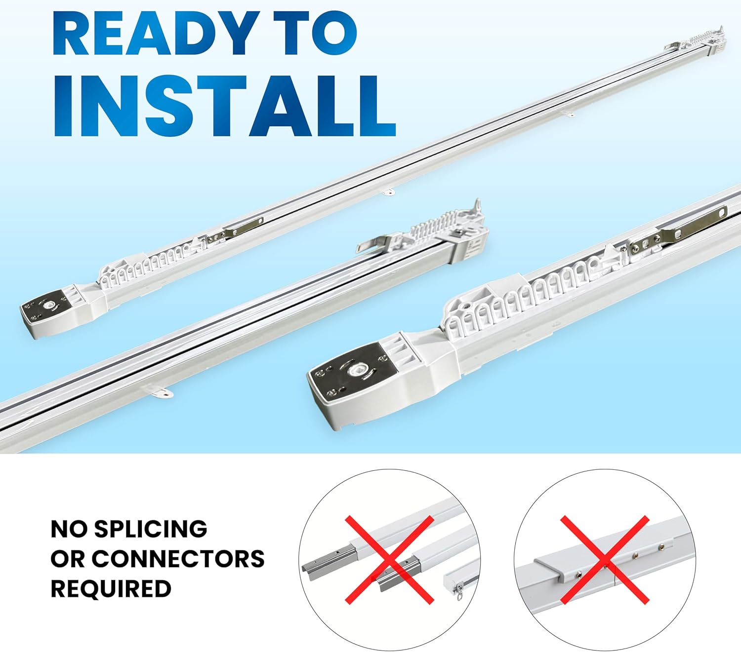 Osprey Smart Curtain Track, Single-Piece Motorized Rod, Adjustable Length, Quiet Heavy-Duty Motor, Remote & App Control, Compatible with Alexa & Google Assistant, Ceiling or Wall Mounted