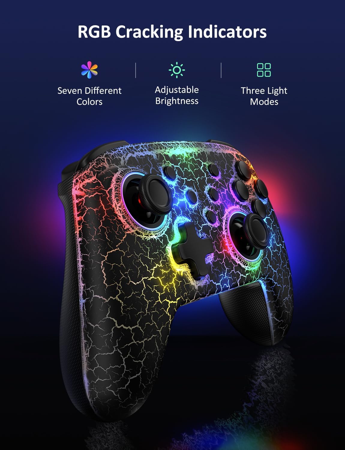 NexiGo Wireless Controller (No Deadzone) for Switch 2 and Switch, Bluetooth Controllers for Nintendo Switch with Vibration, Motion, Turbo and LED Light (Lightstorm)