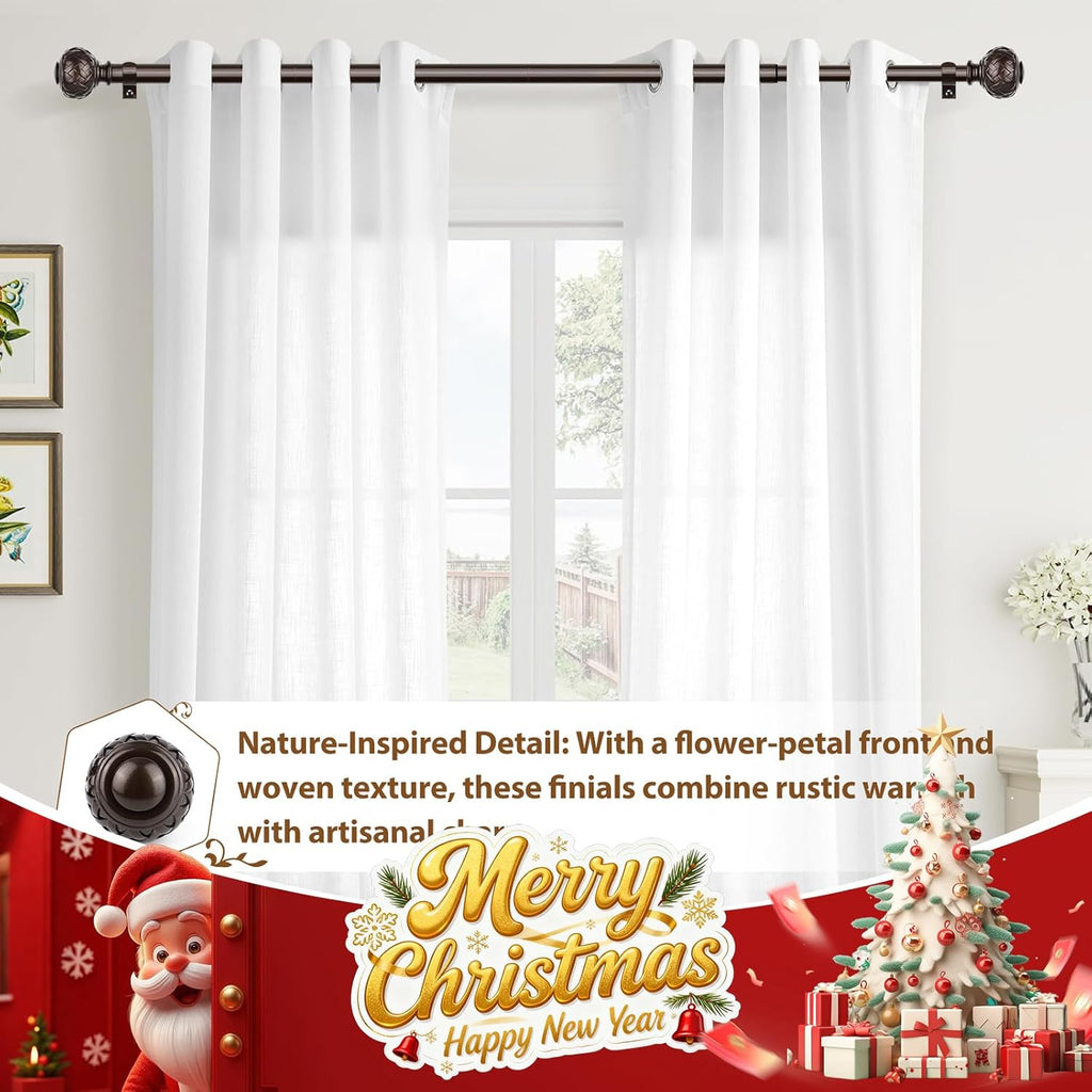 TONIAL Bronze Curtain Rod 32 to 43 Inches, 7/8 Adjustable Curtain Rods for Windows 20 to 39 Inches, Splicing Drapery Rods Heavy duty with Netted Texture Finials