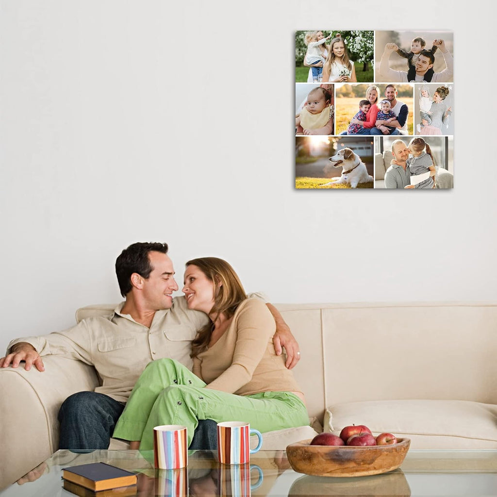 LZIMU 7 Picture Collage Canvas Prints Personalized Multi Photo Wall Art Custom Your Image to Canvas Customized Family Gifts Home Decor (Collage Photo-10, No frame)