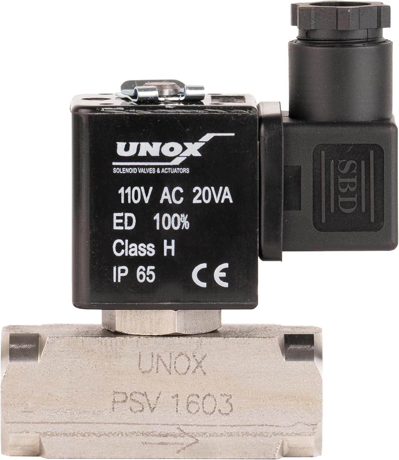 UNOX 1/8" NPT Electric Solenoid Valve 110V AC, Stainless Steel AISI316 Control Valve Normally Closed - 0-232 PSI Multi-Purpose Reliable Control Valve for Water, Air, and Gas - Solenoid Valves