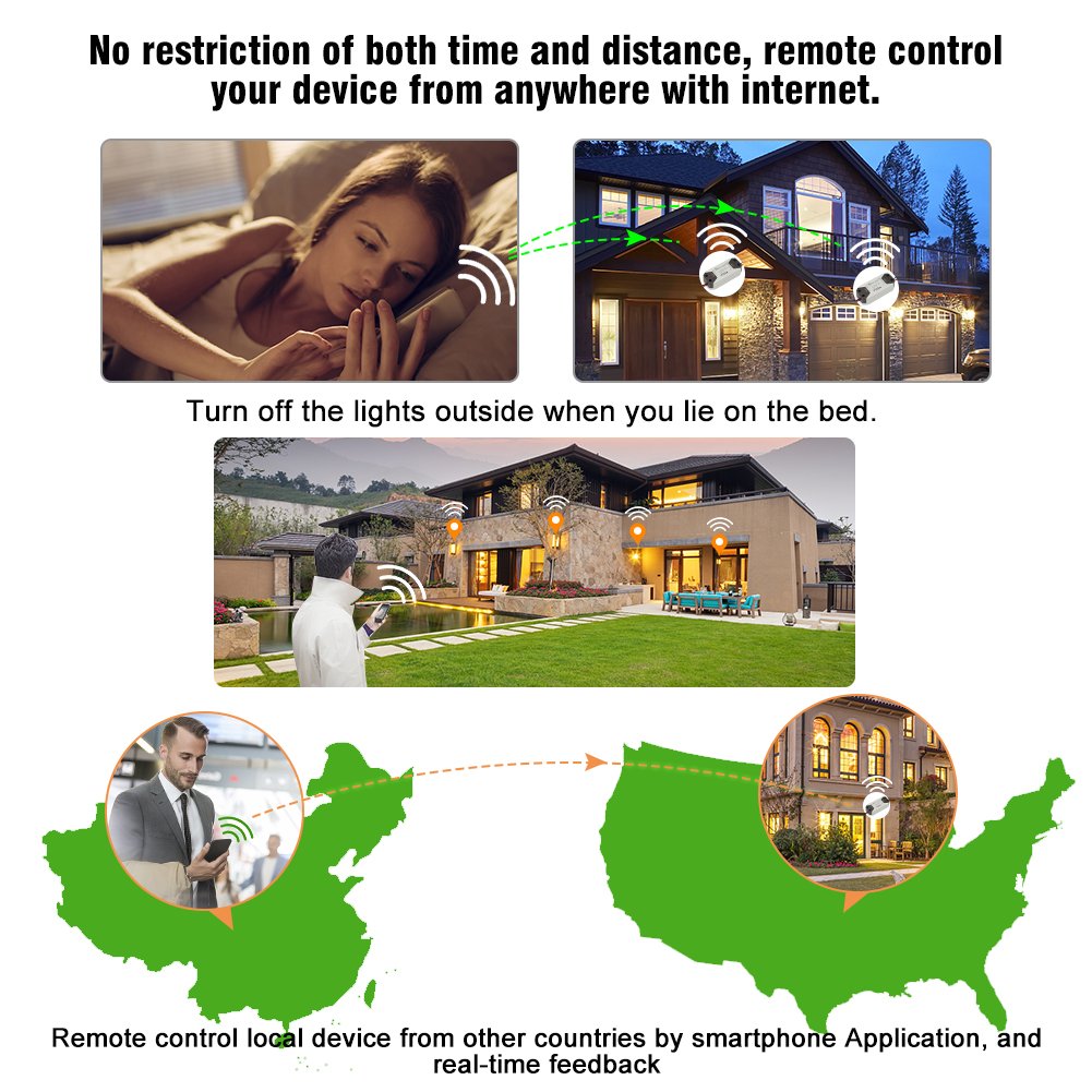 eMylo Smart WiFi Light Switch Wireless Relay Switch Module Remote Control Home Automation Timers Compatible with Alexa Echo Google Home iPhone Android App (6 Pack)