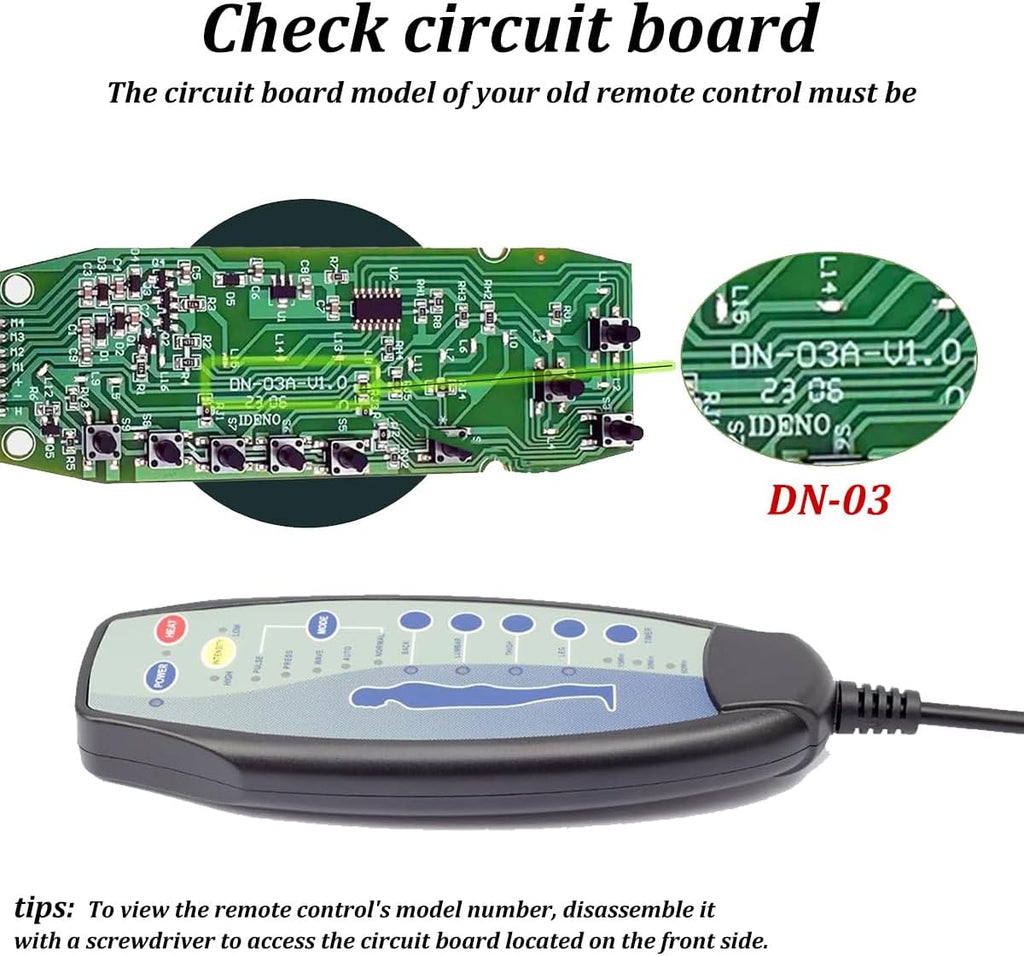 8 Female Pin Hand Remote Control for Massage Power Lift Recliner Chair DN-03 Heat and Vibration Controller for Sofa Chair with 30 in Length Extension Connection Cord Cable 12VDC