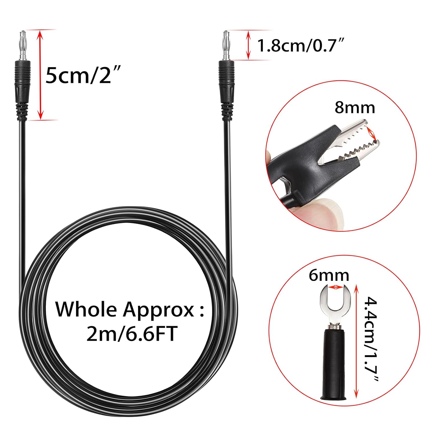 Sumnacon 4 in 1 Banana Plug Alligator Clip Pure Copper Fork Test Lead, 9.8 Ft Multimeter Flexible Test Lead Wire Cable with Protective Jack Copper Clamps for Electrical Testing 1000V/15A