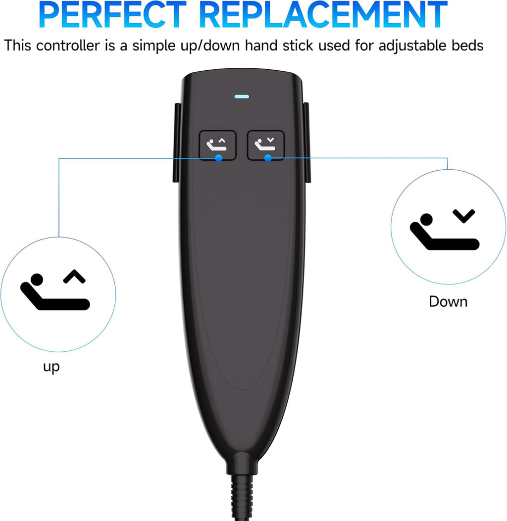 Okin 2 Button Adjustable Bed Remote 5 Pin Wired Adjustable Bed Remote Control Replacement Parts, HS.13.02.19
