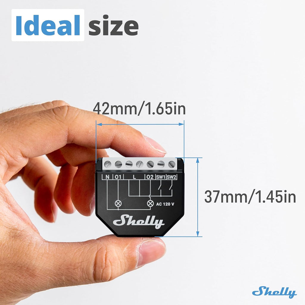Shelly Wave 2PM US LR UL | Z-Wave Long Range Smart Switch Relay, 2-Channel 16 A with Power Metering | Home Automation | High Compatibility | Easy Installation | iOS Android App