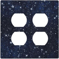 Decorative Outlet Covers Blue Galaxy Universe Space Stars 2 Gang Wall Plate Cover Double Duplex Receptacle Two Switch Light Switch Cover Plate Jumbo Dual Faceplate for Home Decor