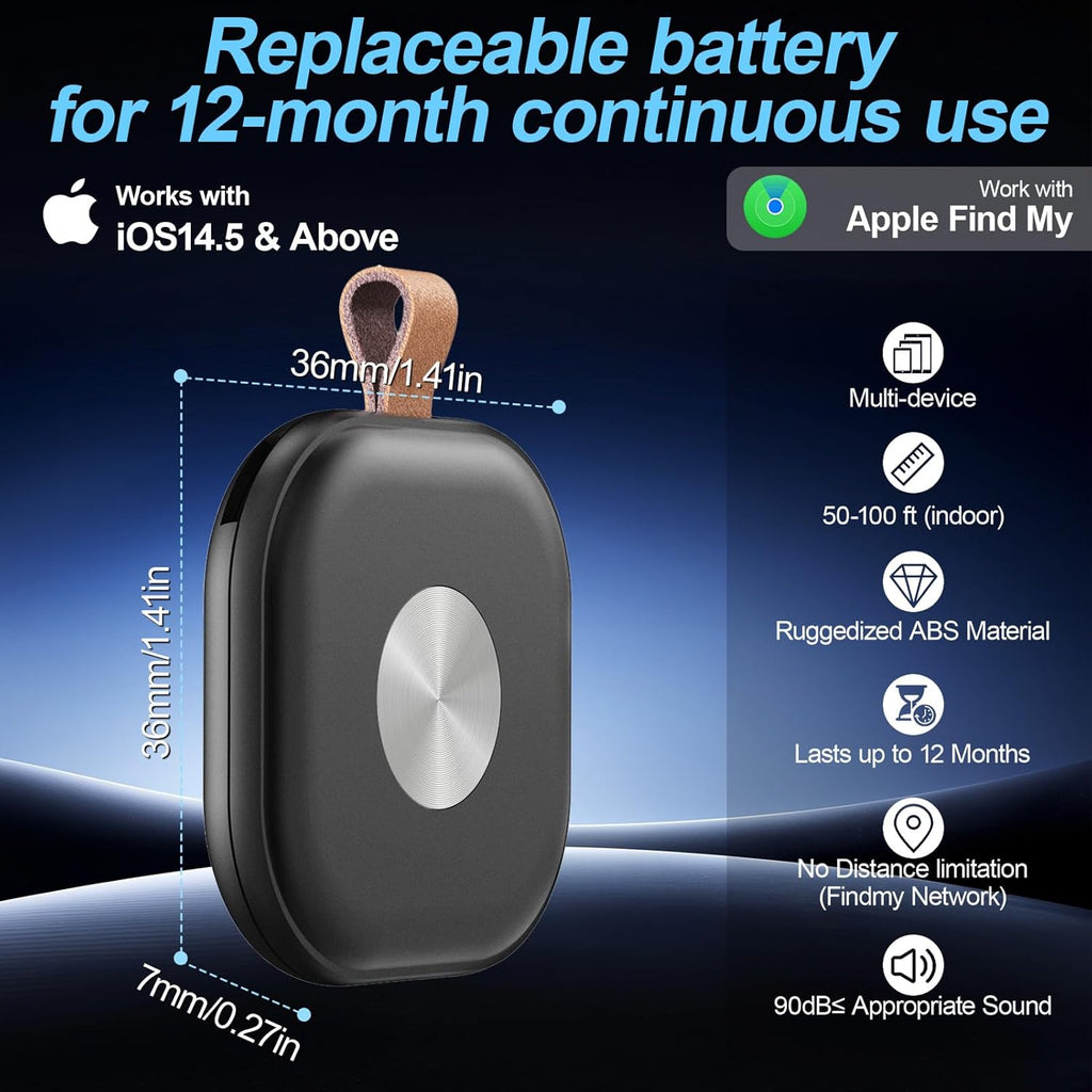 Air Tracker Tags, Key Finder Works with Find My App (iOS Only), Bluetooth Tracker for Keys, Luggage, Suitcases, Key Finder Locator with Sound, Worldwide Tracking Tags, Replaceable Battery-2 Pack