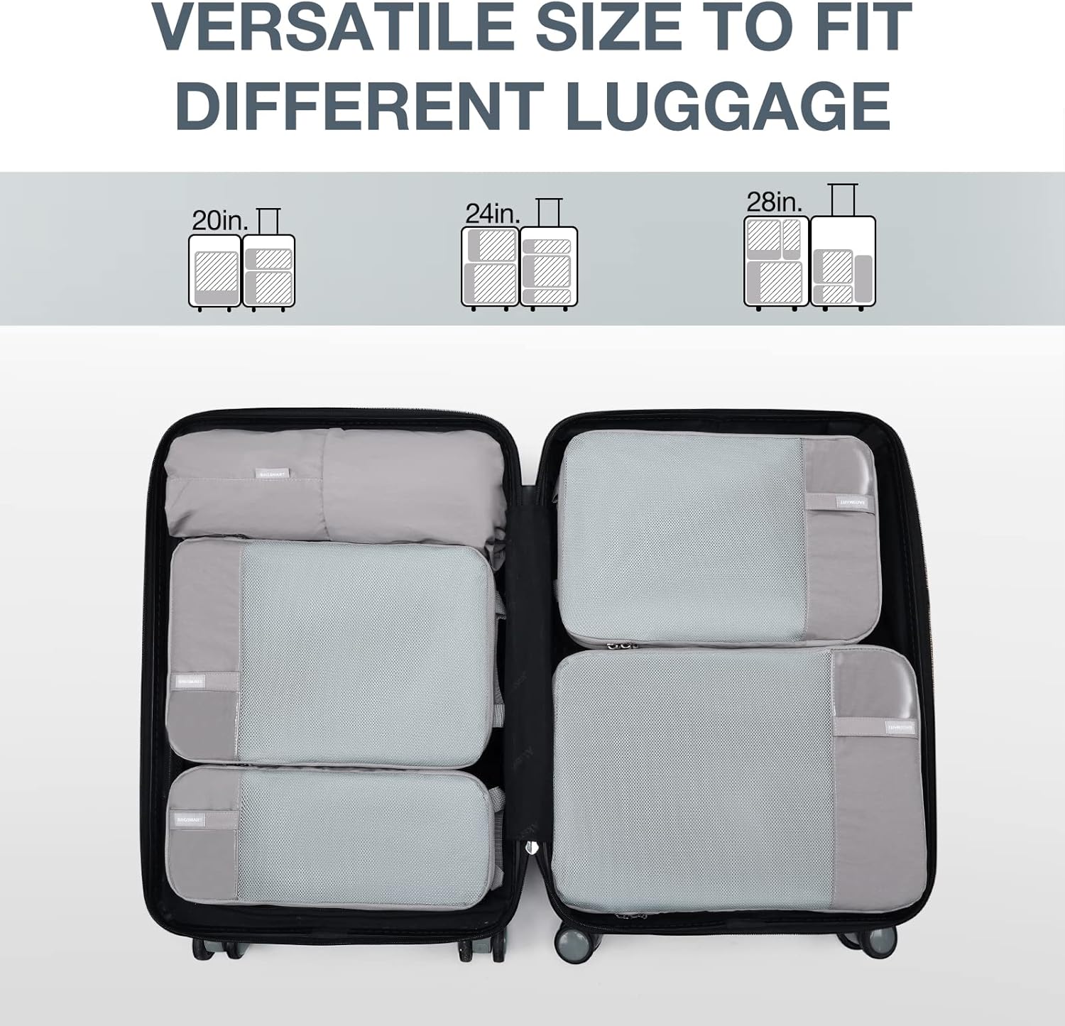 BAGSMART 6 Set /4 Set/2 Set Compression Packing Cubes for Travel, Lightweight Luggage Organizer Bags, Durable Space Saver Bags Travel Essentials