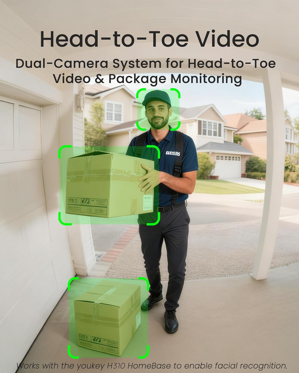 youkey Doorbell Camera Wired with Chime, No Monthly Fee, 2K Wired Doorbell with Head-to-Toe Video, Package Detection, 2.4/5GHz WiFi-6, Built-in 8Gb Storage, Two-Way Talk, Color Night Vision, DB322