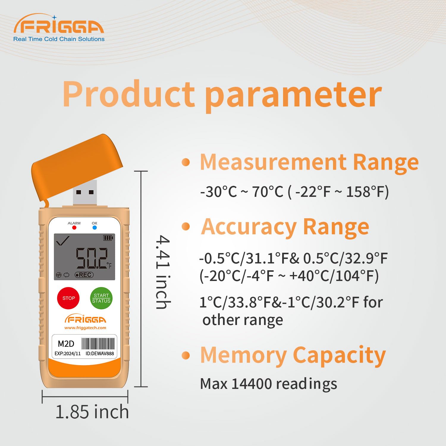 Frigga M2D 10Pack Reusable Temperature Data Logger Multi-Use USB Digital Temperature Recorder 14400 Points Refrigerator Thermometer Logger High Accuracy PDF CSV Report