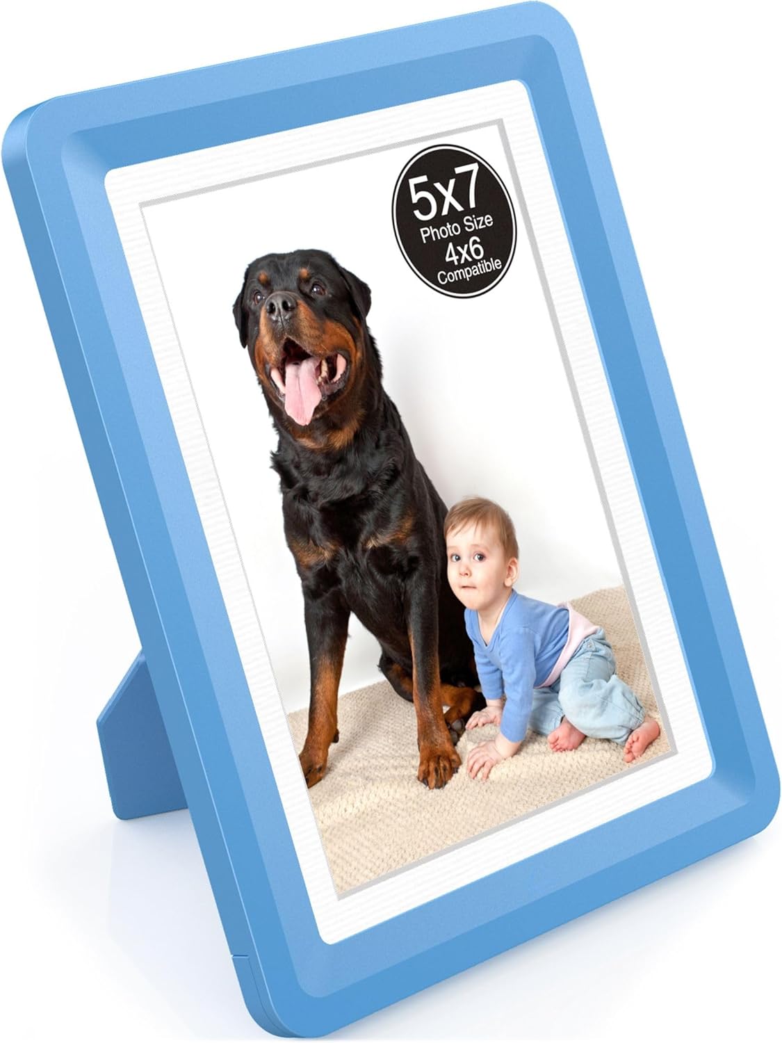 Blue 5x7 Picture Frame with Acrylic Front 1 Pack, ABS Frame for 5x7 or 4x6 Photos, Shatterproof UV-Resistant Tabletop Photo Frame, Vertical/Horizontal Display for Home Décor