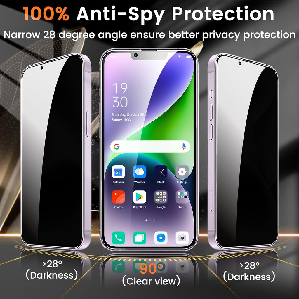 3+3 Pack Privacy Screen Protector for iPhone 14 Plus 6.7-Inch with 3 Pack Camera Lens Protector, Anti Spy Tempered Glass Film 9H Hardness Bubble Free Case Friendly