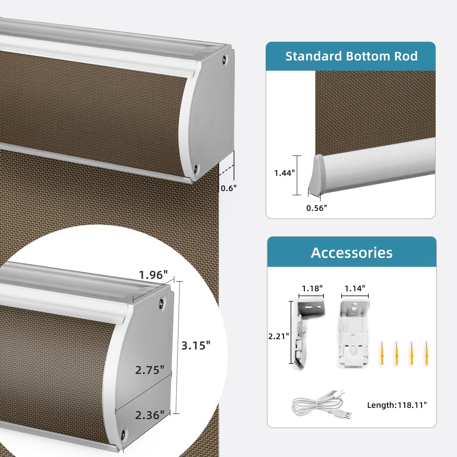 SmartWings Motorized Roller Shades 5% Openness Work with Homekit, Alexa SmartThings Google, Zigbee Motor Smart Blinds for Windows, Cordless Remote Window Shades, Rechargeable, Customized, Chocolate