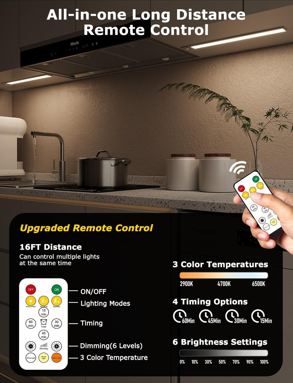 16" Ultra-Thin Under Cabinet Lighting Wireless, Aluminum Alloy Under Counter Lights for Kitchen, 3-Color-Temps Magnetic Closet Lights, Rechargeable Motion Sensor Light Indoor (4 Pack, Silver)