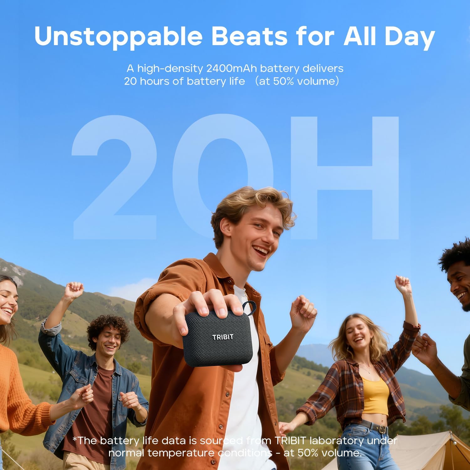 Tribit PocketGo Portable Bluetooth Speaker, 20H Playtime, IP68 Waterproof/Dustproof, Wireless, BT6.0, Shower, Powerful Sound, Custom EQ, TWS, Support TF Card, Floatable, Type-C, Travel/Outdoors/Home