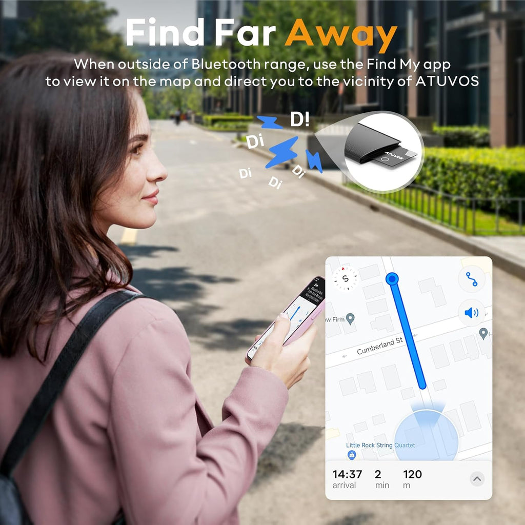 ATUVOS Wallet Tracker Card Ultra-Thin 1.6mm, Smart Air Tag Bluetooth Tracker Works with Apple Find My (iOS Only), Item Finder Tag for Luggage, Passports, 3-Year Battery Life, IP67 Waterproof, 1 Pack