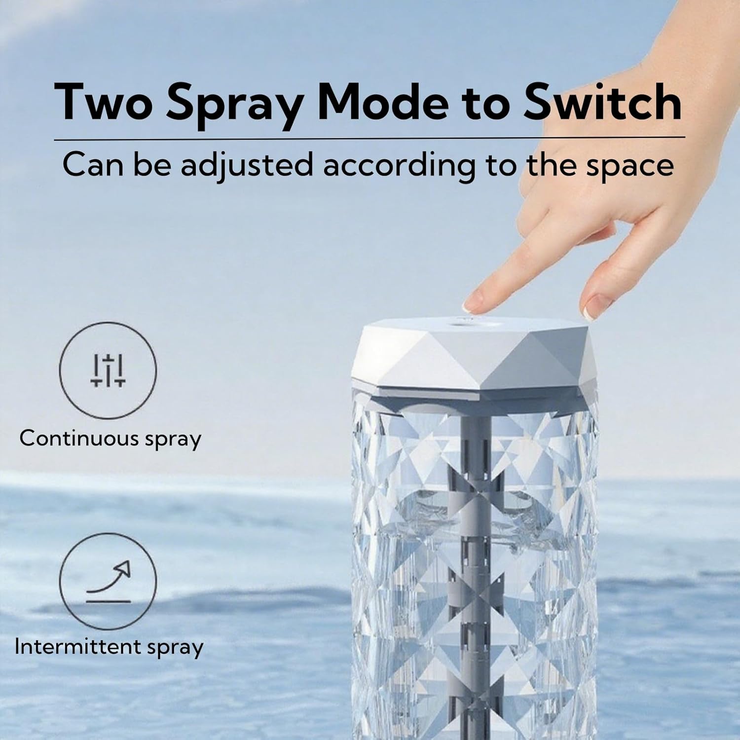 Portable Small Humidifier Dual Nozzle - Large Cool Mist Humidifiers Double Spray Ports, Water Shortage Protection, Ultra-Quiet, Mini Humidifier for Bedroom Plants Office Car Travel (Crystal Lamp)