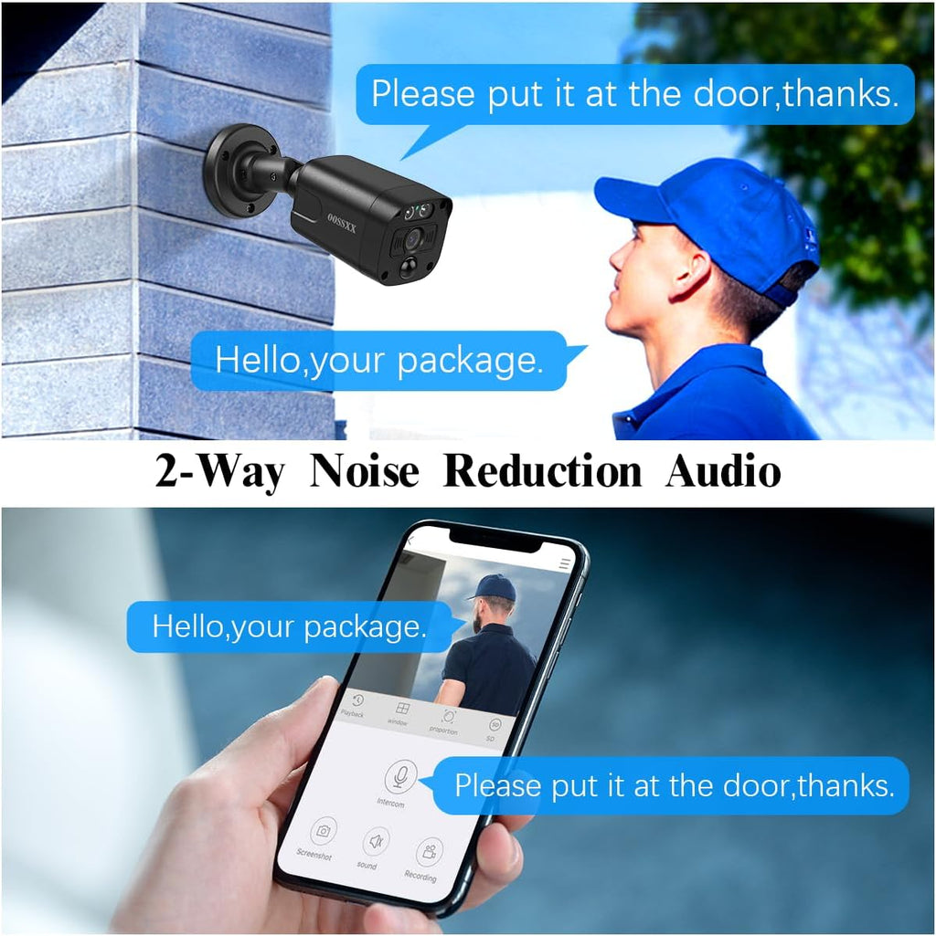 4K/8.0 Megapixel & 130° Ultra Wide-Angle 2-Way Audio PoE Outdoor Home Security Camera System Wired Outdoor Video Surveillance IP Cameras System DVR Set
