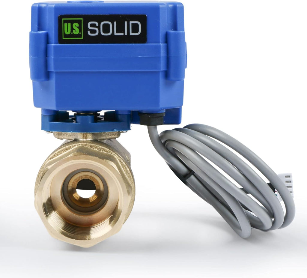 U.S. Solid Water Leak Detector - Water Leak Detect and Protect System with 1" Brass Motorized Ball Valve, Controller and 3 Sensors