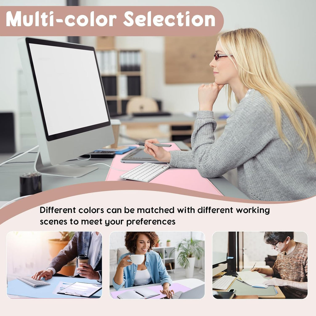 Konohan Heated Large Desk Mat PU Leather Warm Mouse Pad with 5 Heating Level & 4 Hour Auto Shut-Off Heating Keyboard Pad Warmer Gaming Mice Mat Only Supports 110v(Khaki Color,31.5" X 13")
