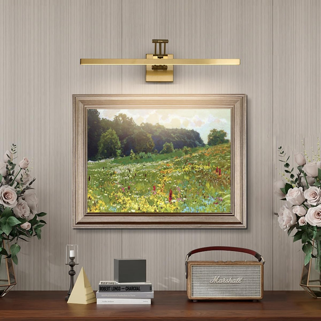 LED Brass Hard-Wired Connection Gallery Picture Light for Paintings Gold Lighting Fixtures Dimmable Modern LED Picture Lights Artwork Display Lighting 23.6 Inch 14W 3000K Warm White