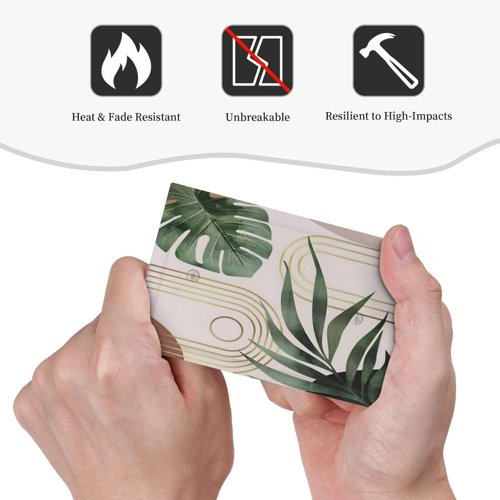 Decorative Light Switch Plate Covers Boho Mid Century Abstract Arch Green Leaves 1 Gang No Device Single Blank Outlet Covers Wall Plate Light Switch Cover Plate for Bedroom Home Decor