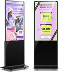 JIYANG 49 Inch Digital Signage Display, Indoor Floor Standing Advertising Display Kiosk Android System,Commercial LCD Totem Support HDMI-in,Store Displays Screens and Lifetime CMS System(Black)