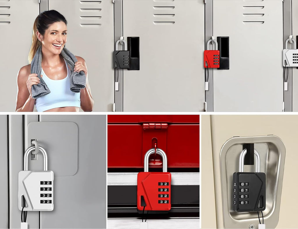 ZHEGE Locker Lock, 4 Digit Combination Padlock with DIY Name Tag for School, Work, Gym - Easy to Read & with Big White Number (Black, 1 Pack)