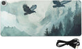 Heated Desk Pad Mouse Pad 31.5x13 Inch PU Leather Desk Mat with 3 Heat Levels Large Mouse Gaming Computer Laptop Mat Bald Eagle Mountains Green01