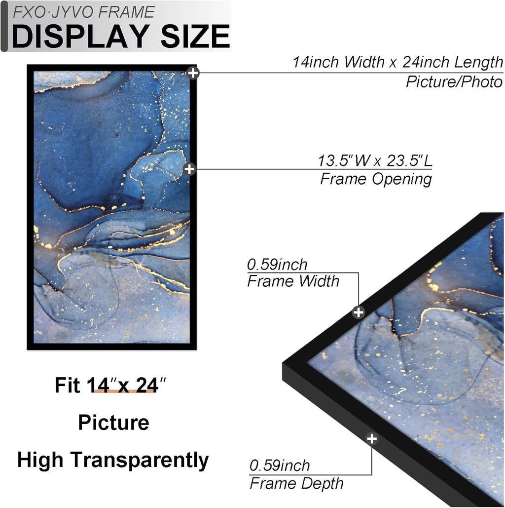 14x24 Poster Frame Set of 6, Black Frame for 14 x 24 Inch Picture Poster Photo, Light Weight and High Transparent 14 by 24 Frame for Wall - 6 Pack/Black/14 x24